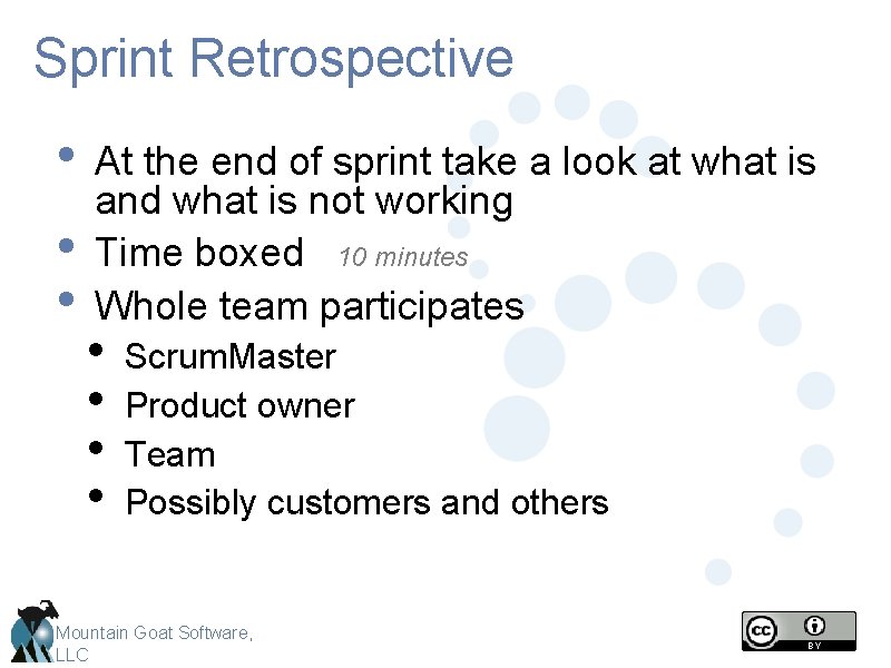 Sprint Retrospective • At the end of sprint take a look at what is