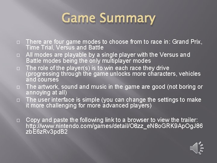 Game Summary � � � There are four game modes to choose from to