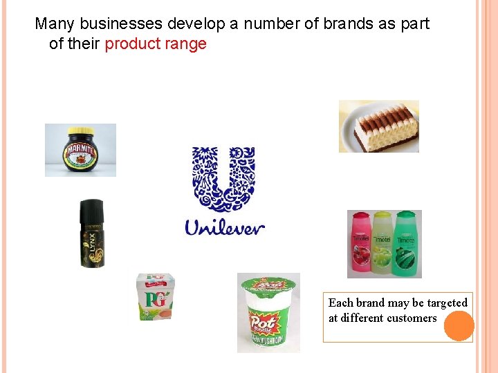 Many businesses develop a number of brands as part of their product range Each