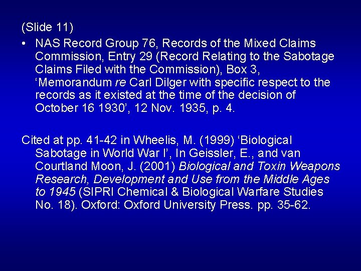 (Slide 11) • NAS Record Group 76, Records of the Mixed Claims Commission, Entry