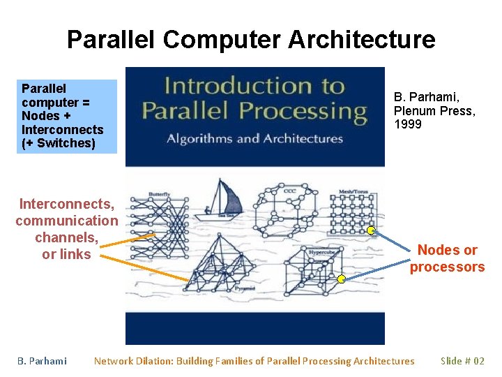 Parallel Computer Architecture Parallel computer = Nodes + Interconnects (+ Switches) Interconnects, communication channels, Parallel Computer Architecture Parallel computer = Nodes + Interconnects (+ Switches) Interconnects, communication channels,