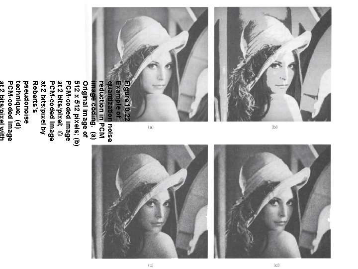 Figure 10. 22 Example of quantization noise reduction in PCM image coding. (a) Original Figure 10. 22 Example of quantization noise reduction in PCM image coding. (a) Original