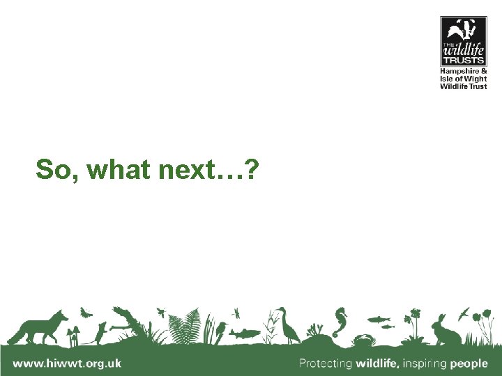 So, what next…? www. hiwwt. org. uk Protecting wildlife, inspiring people 