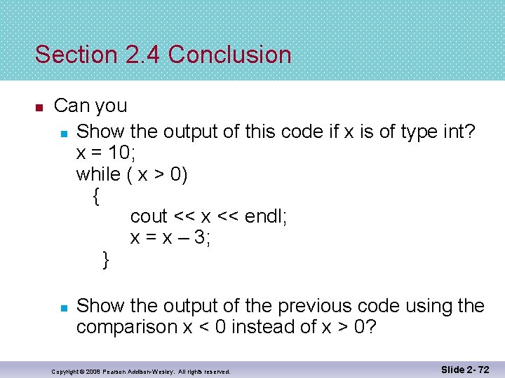 Section 2. 4 Conclusion n Can you n Show the output of this code