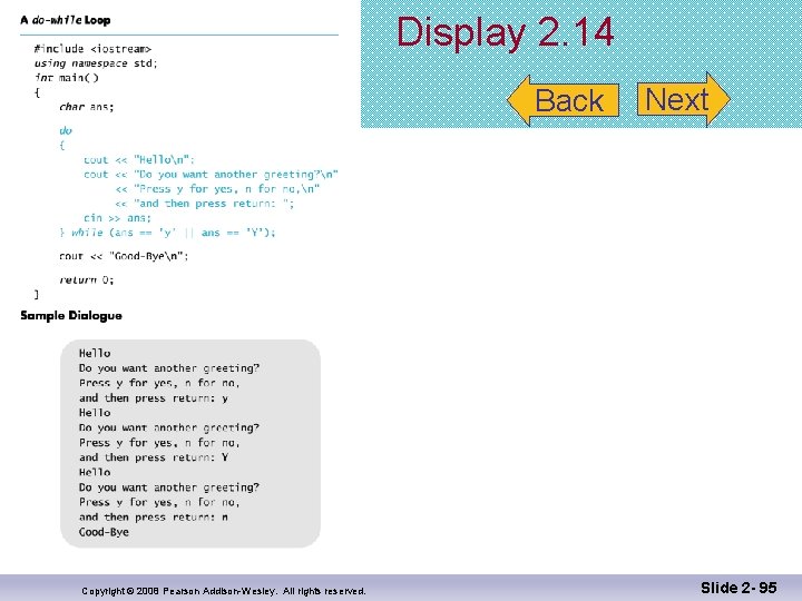 Display 2. 14 Back Copyright © 2008 Pearson Addison-Wesley. All rights reserved. Next Slide