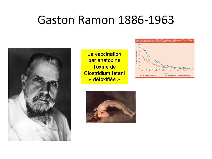 Gaston Ramon 1886 -1963 La vaccination par anatoxine Toxine de Clostridium tetani « détoxifiée