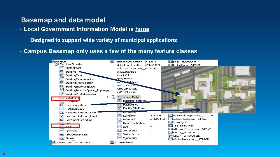 Basemap and data model • Local Government Information Model is huge - • A