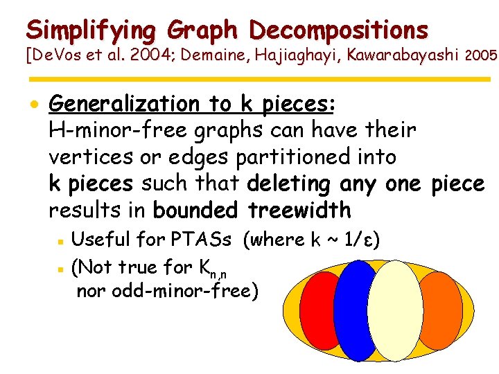 Simplifying Graph Decompositions [De. Vos et al. 2004; Demaine, Hajiaghayi, Kawarabayashi 2005] · Generalization