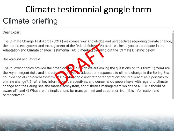 Climate testimonial google form D A R T F 