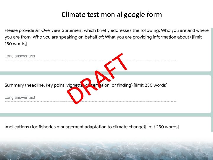 Climate testimonial google form D A R T F 