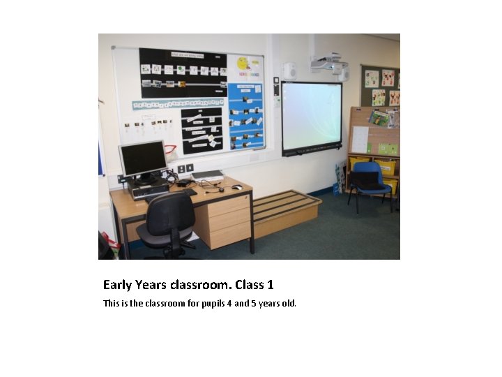 Early Years classroom. Class 1 This is the classroom for pupils 4 and 5