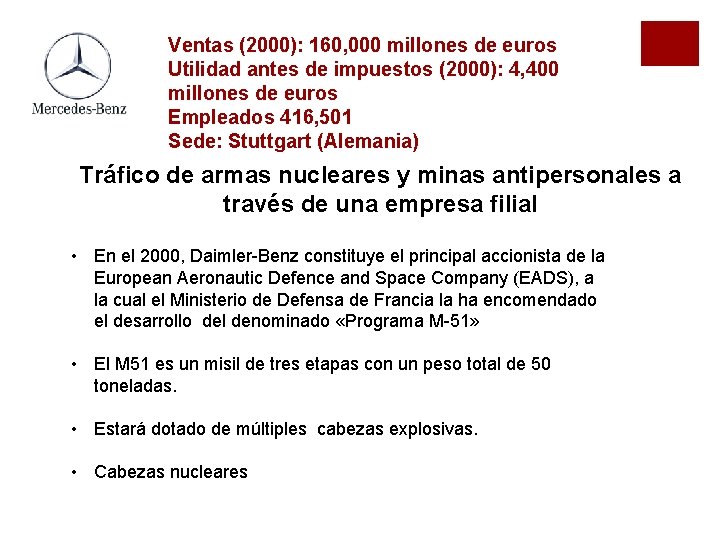 Ventas (2000): 160, 000 millones de euros Utilidad antes de impuestos (2000): 4, 400