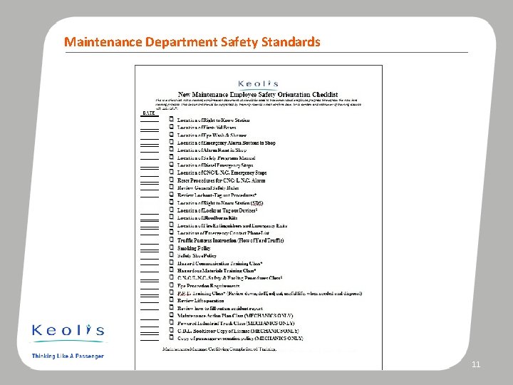 Maintenance Department Safety Standards Photo caption Maintenance Manager Safety Responsibilities 11 