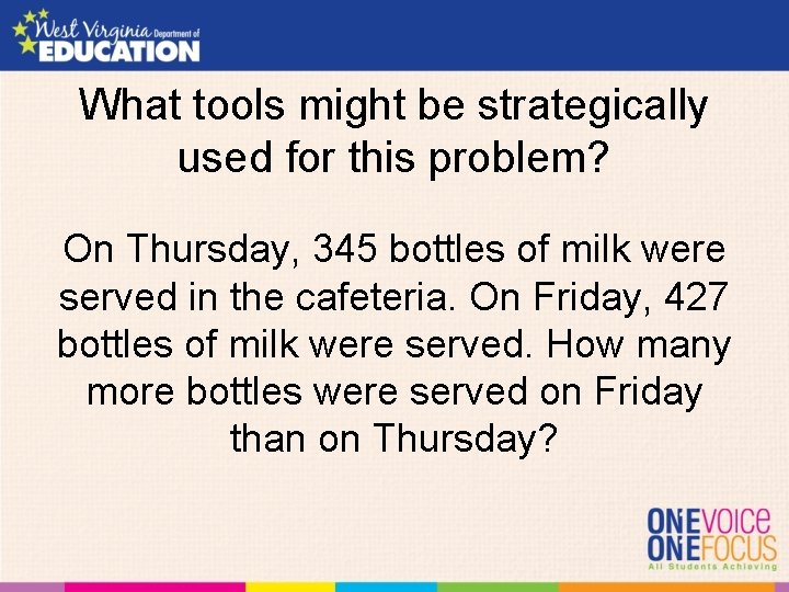 What tools might be strategically used for this problem? On Thursday, 345 bottles of