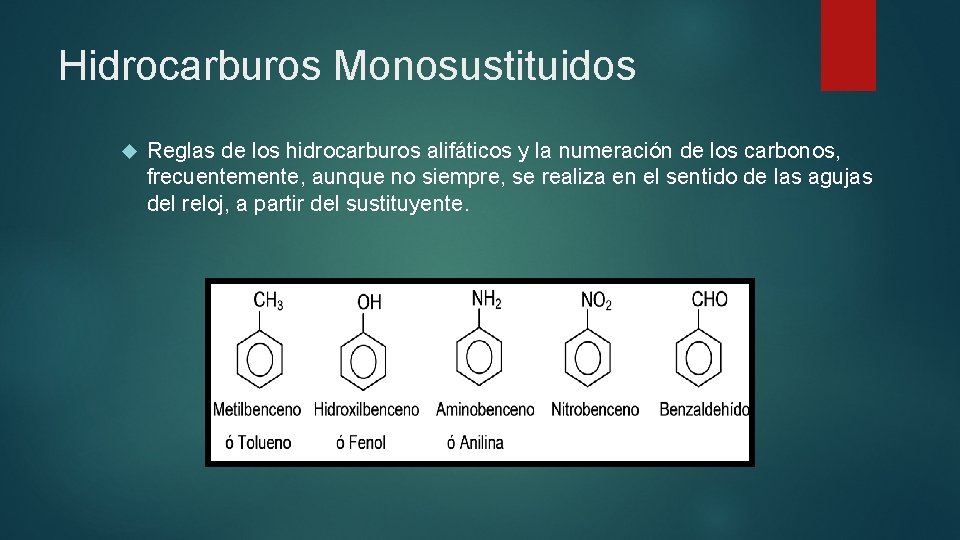 Hidrocarburos Monosustituidos Reglas de los hidrocarburos alifáticos y la numeración de los carbonos, frecuentemente,
