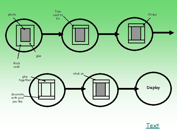 Trim card to fit photo Strips glue thick card glue together stick on Display