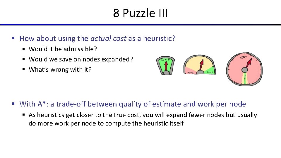 8 Puzzle III § How about using the actual cost as a heuristic? §