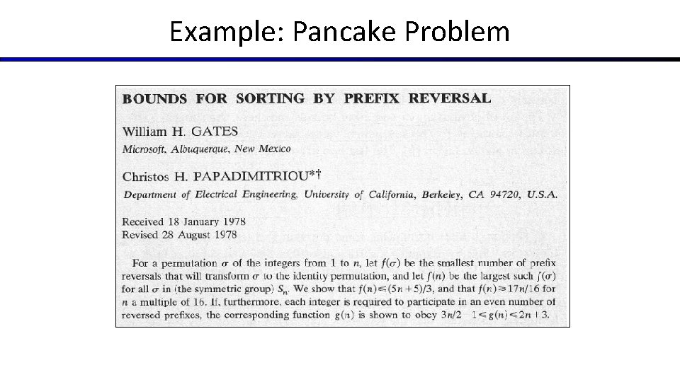 Example: Pancake Problem 