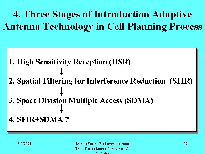 4. Three Stages of Introduction Adaptive Antenna Technology in Cell Planning Process 1. High