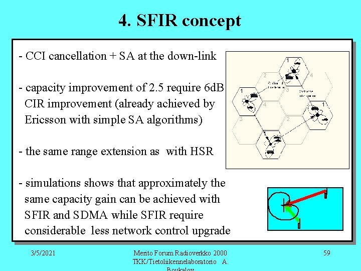 4. SFIR concept - CCI cancellation + SA at the down-link - capacity improvement