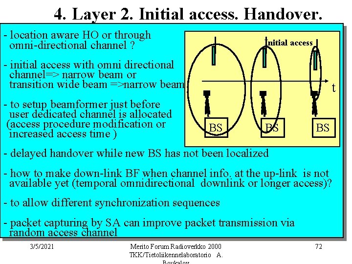 4. Layer 2. Initial access. Handover. - location aware HO or through omni-directional channel