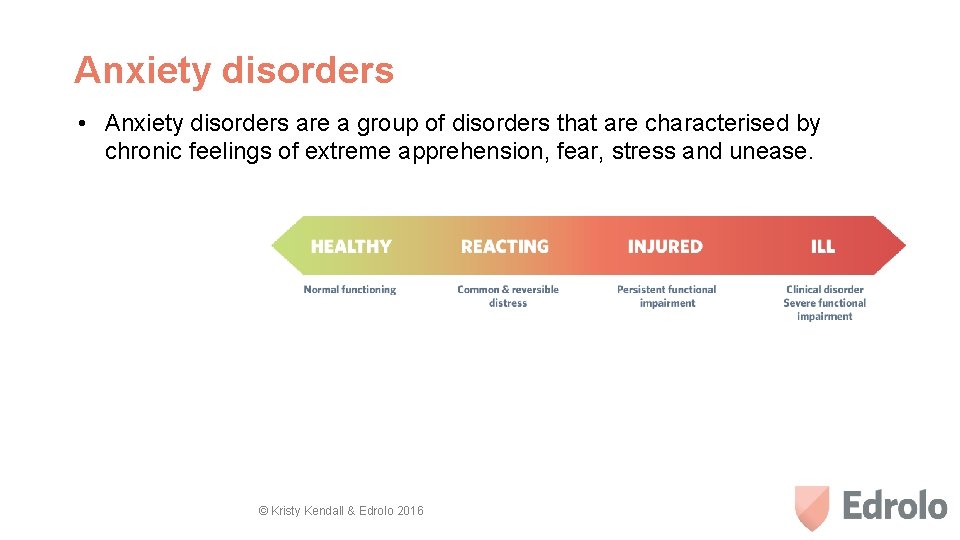 Anxiety disorders • Anxiety disorders are a group of disorders that are characterised by