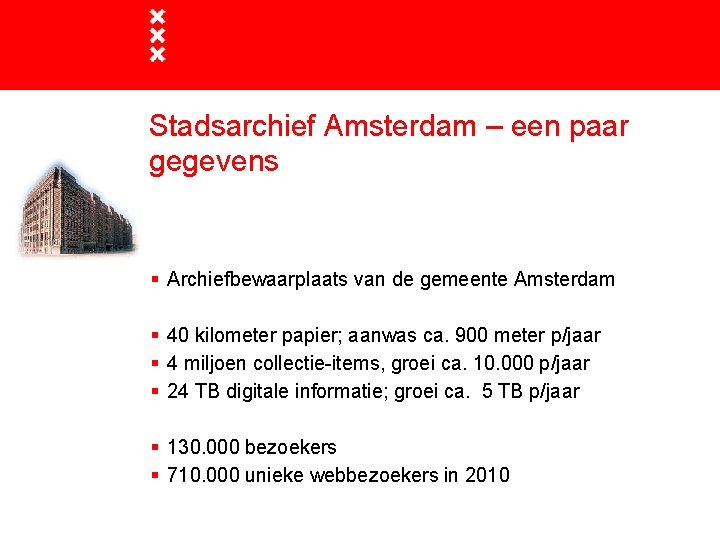 Stadsarchief Amsterdam – een paar gegevens § Archiefbewaarplaats van de gemeente Amsterdam § 40