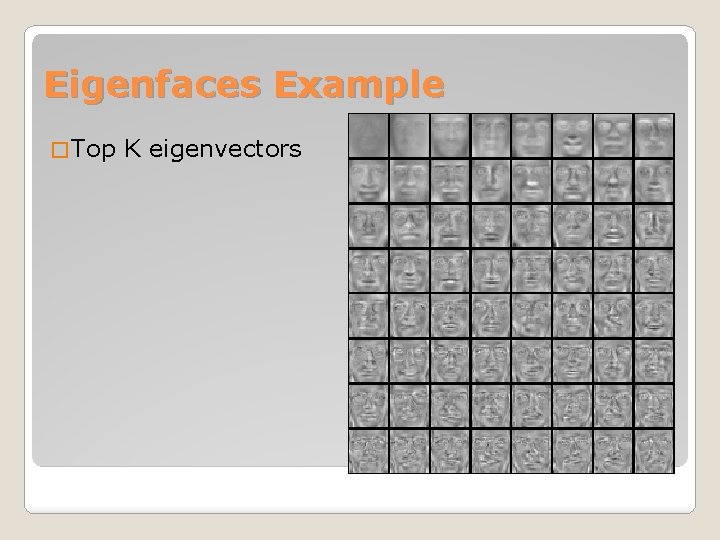 Eigenfaces Example � Top K eigenvectors 