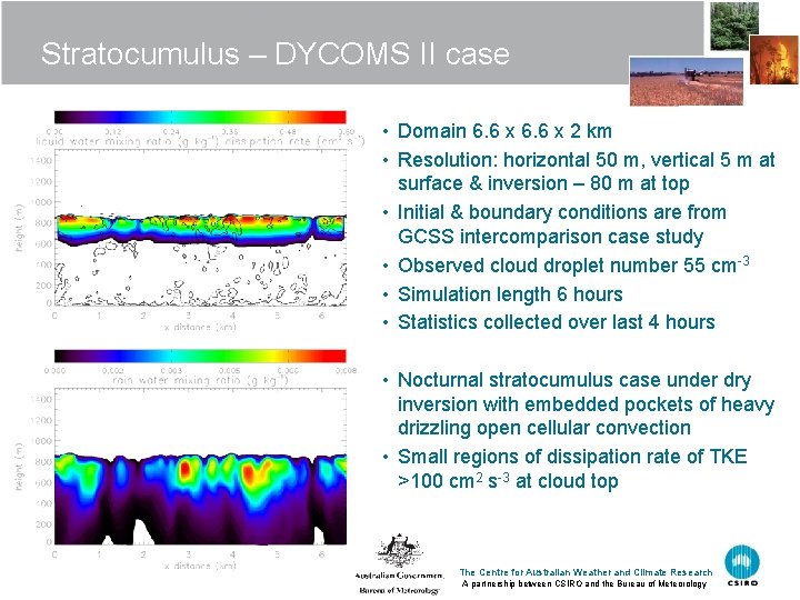 Stratocumulus – DYCOMS II case • Domain 6. 6 x 2 km • Resolution: