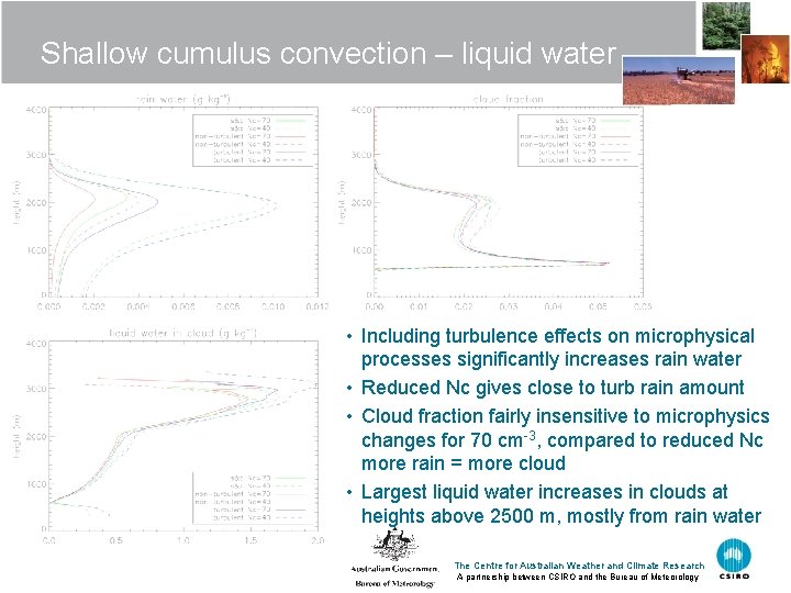 Shallow cumulus convection – liquid water • Including turbulence effects on microphysical processes significantly
