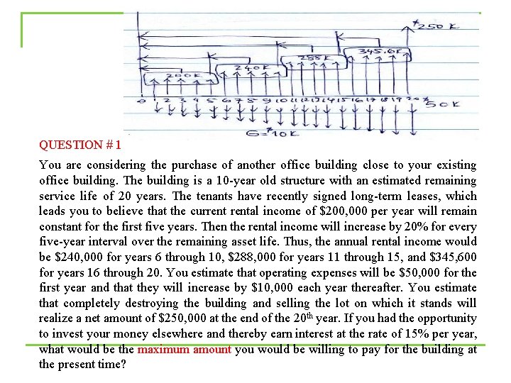 QUESTION # 1 You are considering the purchase of another office building close to