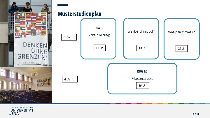 Musterstudienplan BKA 5 3. Sem. Globale Bildung 10 LP Wahlpflichtmodul* 10 LP BKA 10