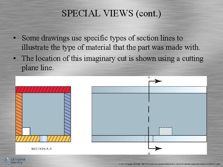 SPECIAL VIEWS (cont. ) • Some drawings use specific types of section lines to