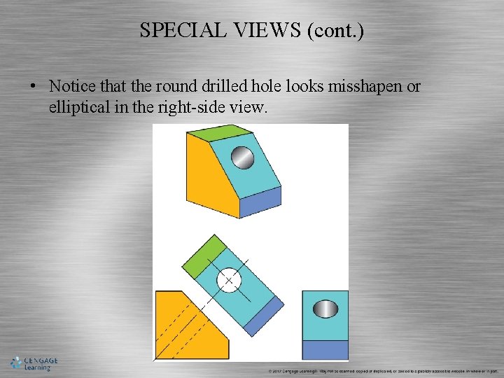 SPECIAL VIEWS (cont. ) • Notice that the round drilled hole looks misshapen or