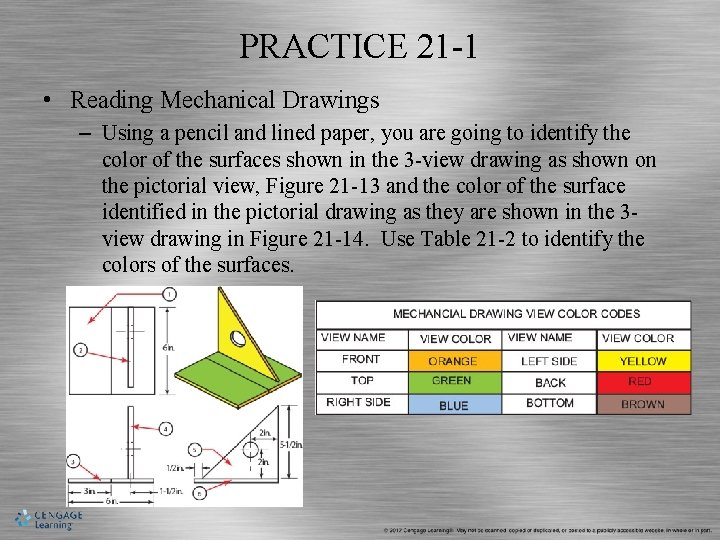 PRACTICE 21 -1 • Reading Mechanical Drawings – Using a pencil and lined paper,