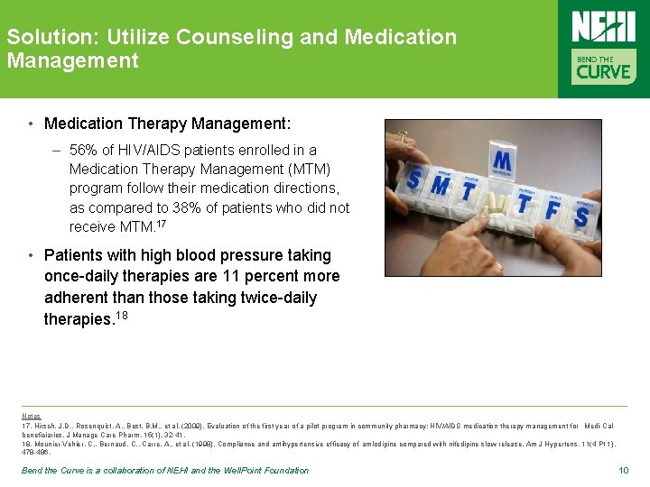 Solution: Utilize Counseling and Medication Management • Medication Therapy Management: – 56% of HIV/AIDS