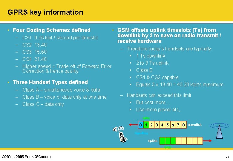 GPRS key information • Four Coding Schemes defined – – – CS 1 CS