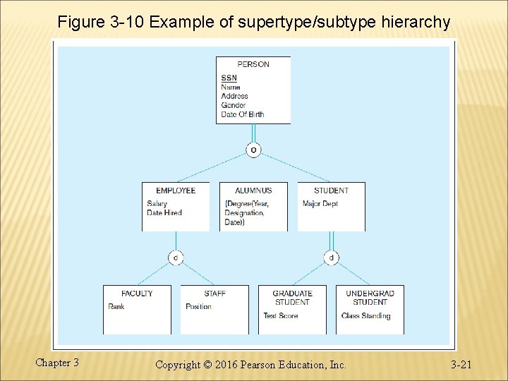 Figure 3 -10 Example of supertype/subtype hierarchy Chapter 3 Copyright © 2016 Pearson Education,