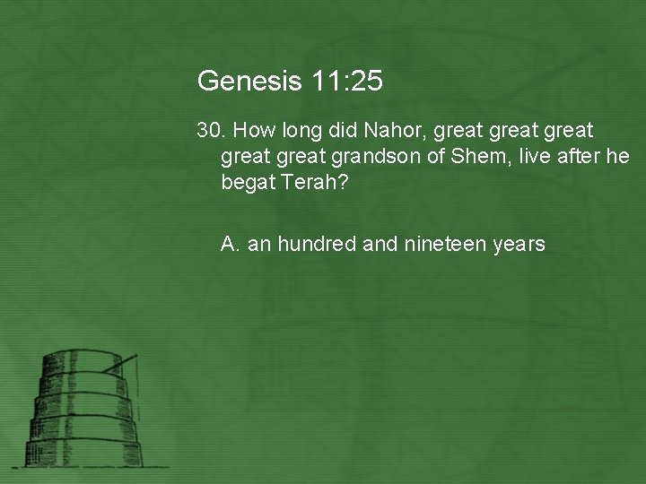 Genesis 11: 25 30. How long did Nahor, great great grandson of Shem, live