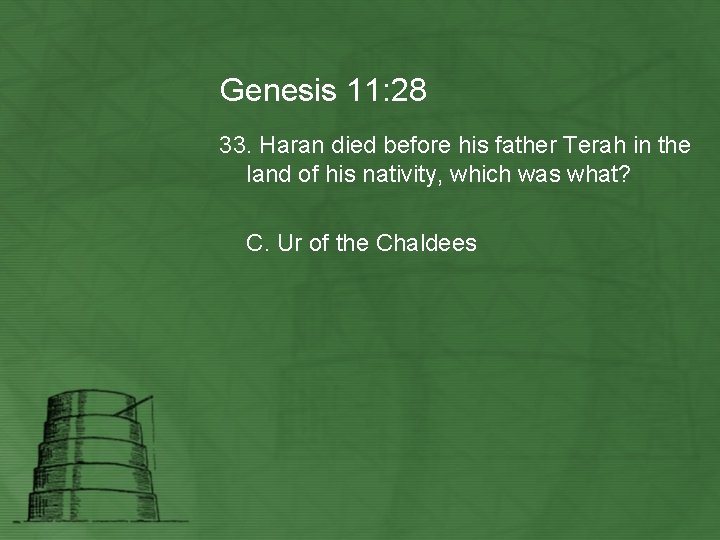 Genesis 11: 28 33. Haran died before his father Terah in the land of