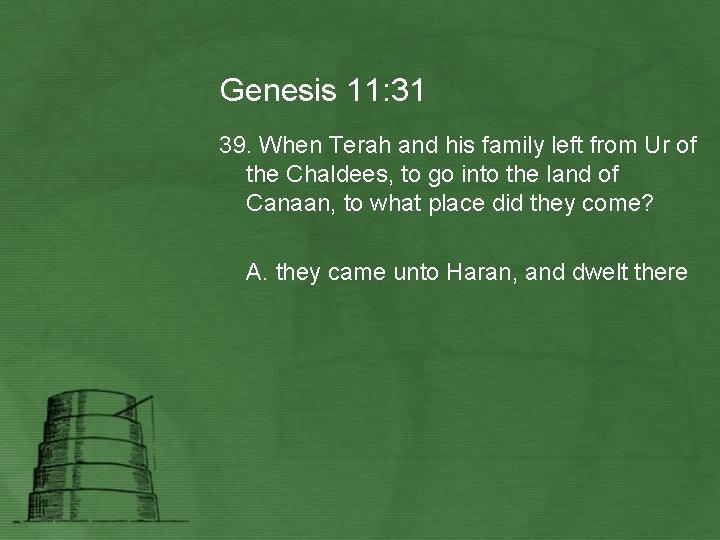 Genesis 11: 31 39. When Terah and his family left from Ur of the