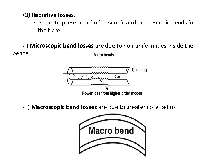 (3) Radiative losses. - is due to presence of microscopic and macroscopic bends in