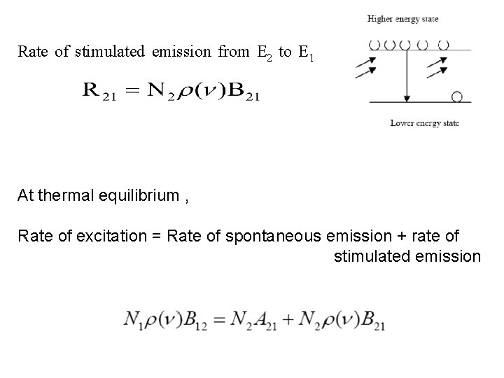 Rate of stimulated emission from E 2 to E 1 (3) At thermal equilibrium