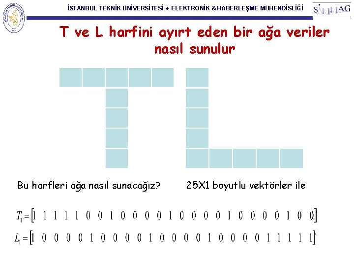 İSTANBUL TEKNİK ÜNİVERSİTESİ ♦ ELEKTRONİK & HABERLEŞME MÜHENDİSLİĞİ T ve L harfini ayırt eden