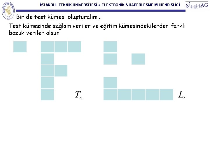 İSTANBUL TEKNİK ÜNİVERSİTESİ ♦ ELEKTRONİK & HABERLEŞME MÜHENDİSLİĞİ Bir de test kümesi oluşturalım. .