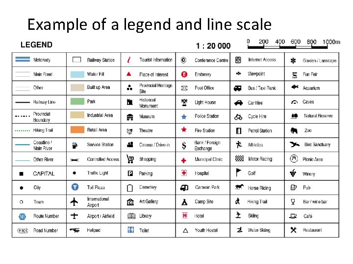 Example of a legend and line scale 