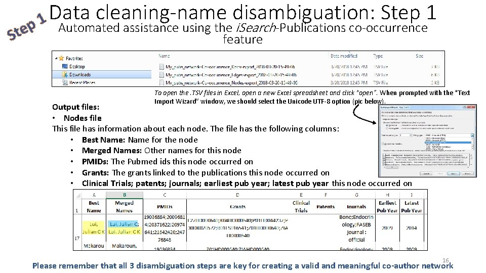 Ste Data cleaning-name disambiguation: Step 1 1 p Automated assistance using the i. Search-Publications