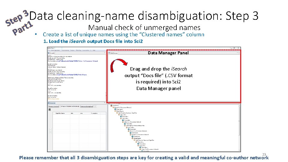 3 Data cleaning-name disambiguation: p Ste rt 1 Manual check of unmerged names a