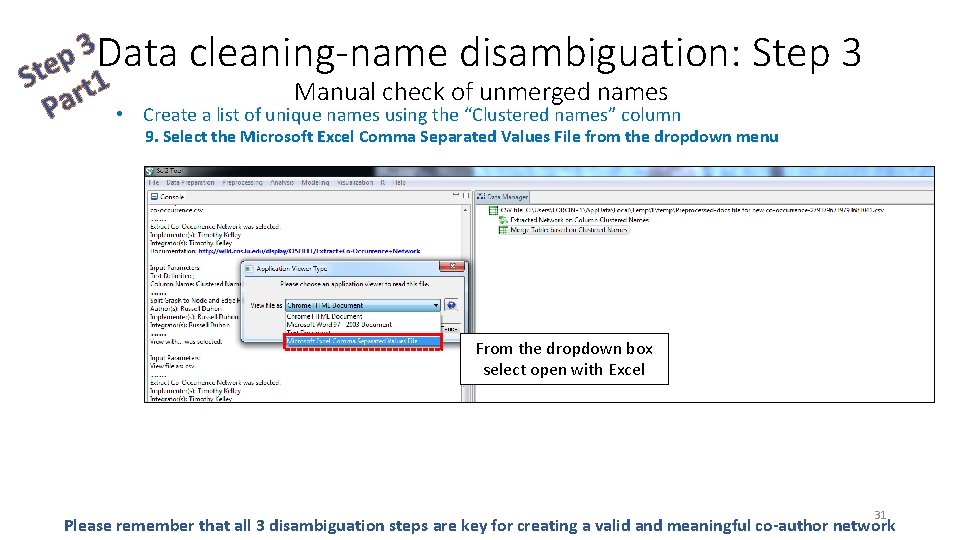 3 Data cleaning-name disambiguation: p Ste rt 1 Manual check of unmerged names a