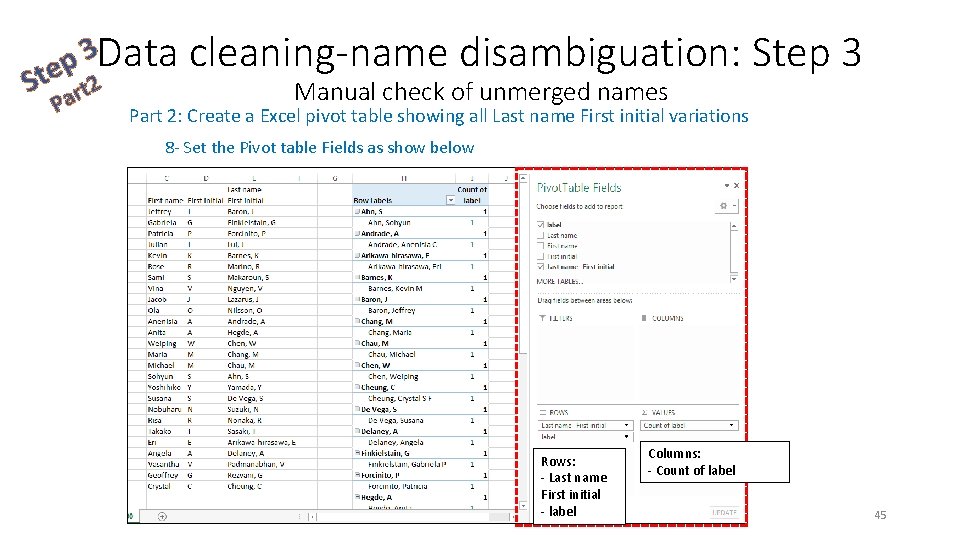 S 3 Data p te t 2 r a P cleaning-name disambiguation: Step 3